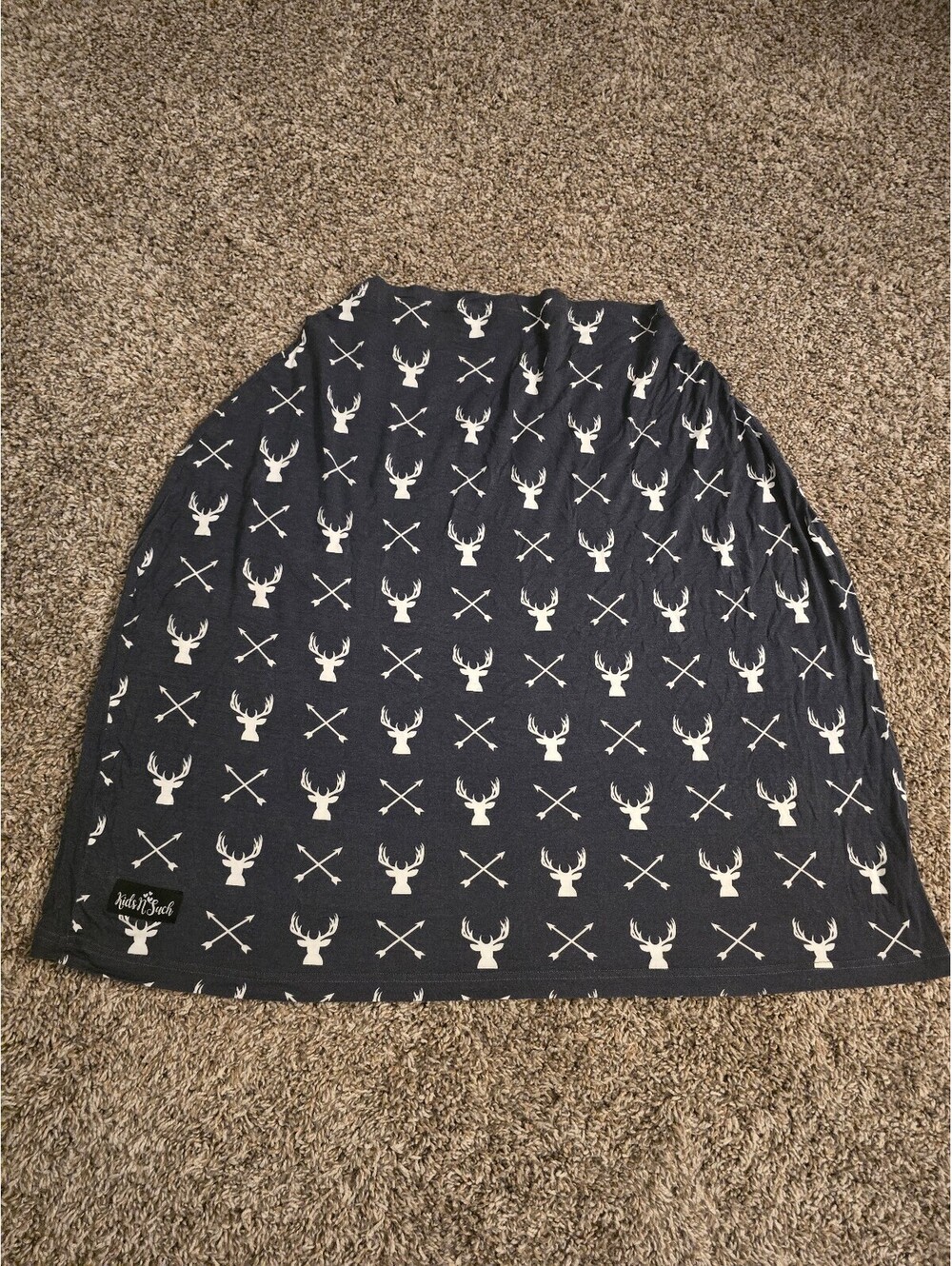 Kids N Such Navy Blue carseat cover with White Deer and Arrows Print